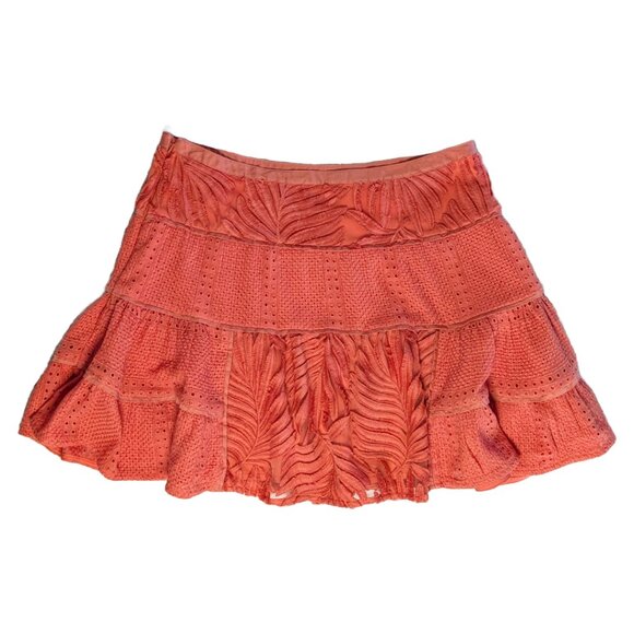 Banana Republic Heritage Collection Orange Lace Tiered A-Line Skirt Sz 12 - Picture 3 of 8